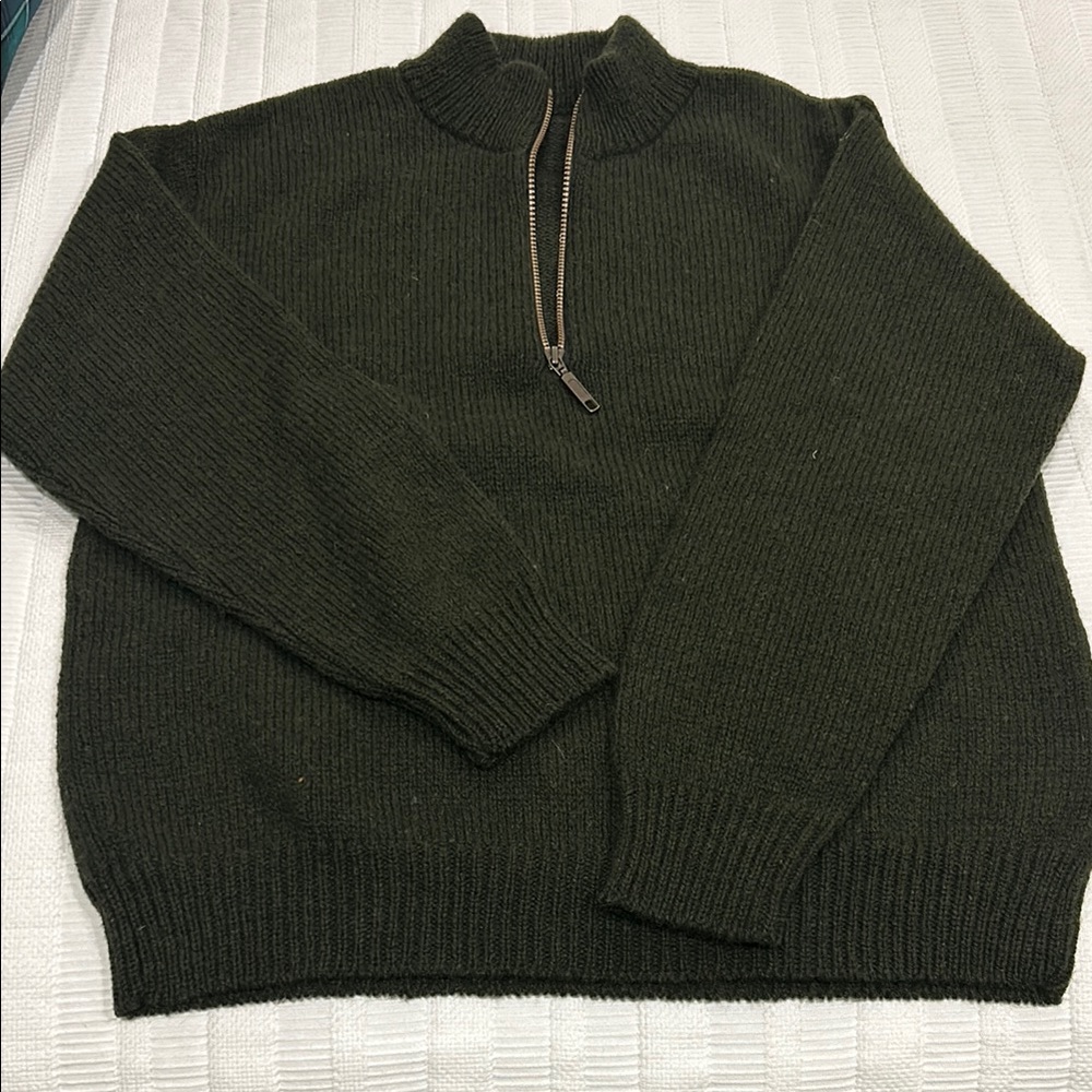 Men's Dark Green Half-Zip Sweater - Brand New